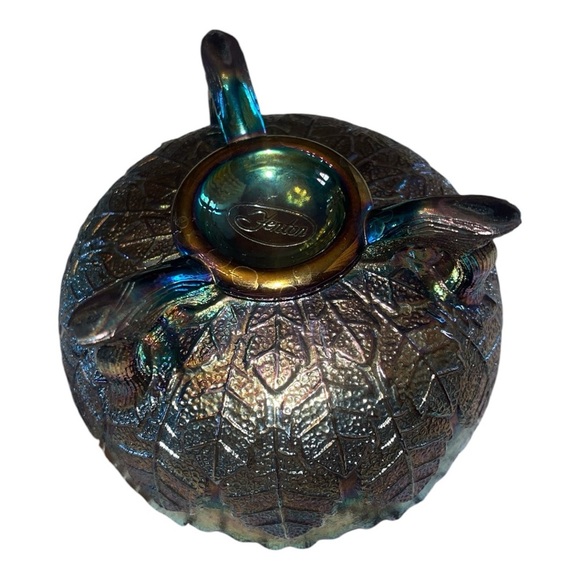 Fenton footed glass dish with 🍃 imprints - Picture 2 of 6